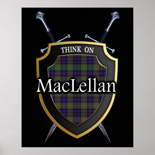 Clan MacLellan Tartan Scottish Shield & Schwerter Poster (Vorne)