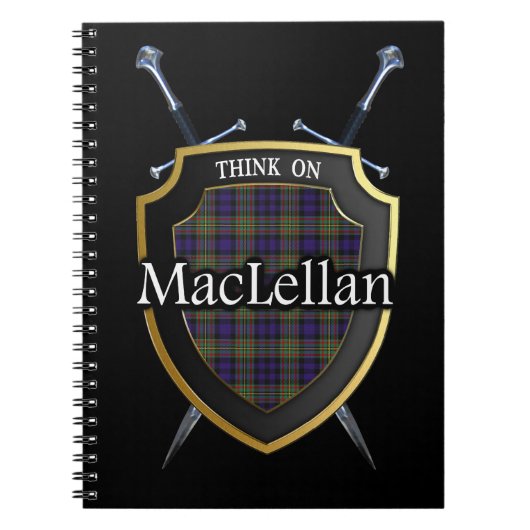 Clan MacLellan Tartan Shield & Schwerter Notizblock (Vorderseite)