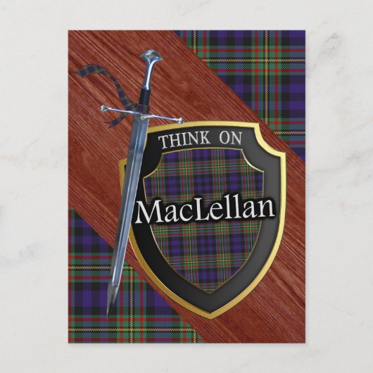 Clan MacLellan Tartan Sword & Shield Postkarte (Vorderseite)