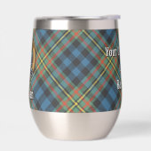 Clan MacLellan-Wappen über altem Tartan (Links)
