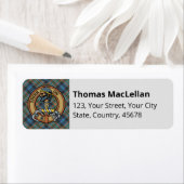Clan MacLellan Wappen über altem Tartan (Insitu)