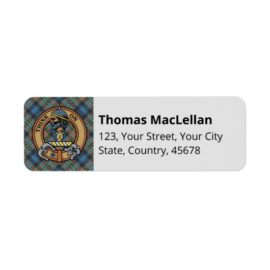 Clan MacLellan Wappen über altem Tartan (Vorne)