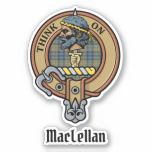 Clan MacLellan-Wappen über altem Tartan Aufkleber
