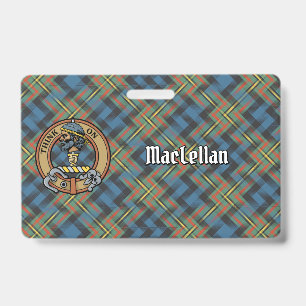 Clan MacLellan-Wappen über altem Tartan Ausweis