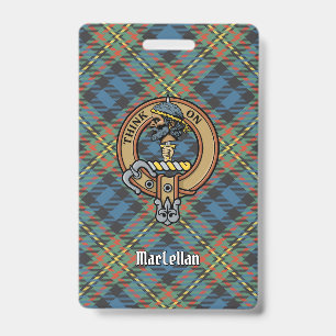 Clan MacLellan Wappen über altem Tartan Ausweis