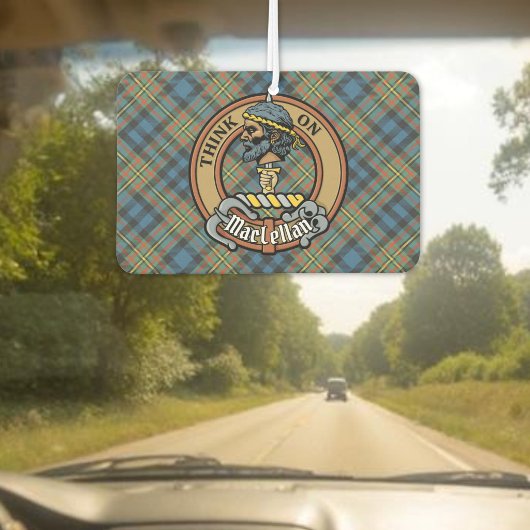 Clan MacLellan Wappen über altem Tartan Autolufterfrischer