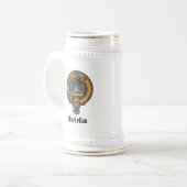 Clan MacLellan-Wappen über altem Tartan Bierglas (Vorderseite Links)