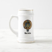 Clan MacLellan-Wappen über altem Tartan Bierglas (Links)