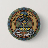 Clan MacLellan-Wappen über altem Tartan Button (Vorderseite)