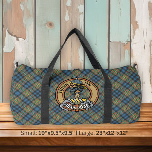 Clan MacLellan Wappen über altem Tartan Duffle Bag