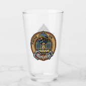 Clan MacLellan Wappen über altem Tartan Glas (Vorderseite)