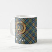 Clan MacLellan Wappen über altem Tartan Kaffeetasse (Vorderseite Links)