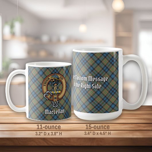 Clan MacLellan Wappen über altem Tartan Kaffeetasse