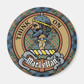 Clan MacLellan-Wappen über altem Tartan Magnet (Vorne)