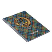 Clan MacLellan Wappen über altem Tartan Notizblock (Rechte Seite)