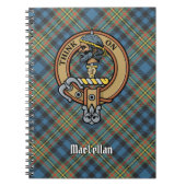Clan MacLellan Wappen über altem Tartan Notizblock (Vorderseite)
