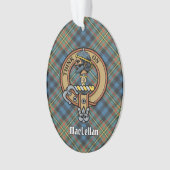 Clan MacLellan Wappen über altem Tartan Ornament (Vorderseite)