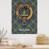 Clan MacLellan-Wappen über altem Tartan Poster (Küche)