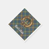 Clan MacLellan Wappen über altem Tartan Serviette (Ecke)
