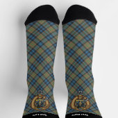 Clan MacLellan-Wappen über altem Tartan Socken (Oben)