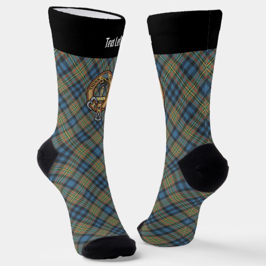 Clan MacLellan-Wappen über altem Tartan Socken (Gewinkelt)