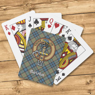 Clan MacLellan Wappen über altem Tartan Spielkarten
