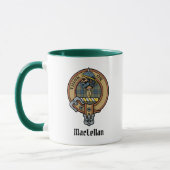 Clan MacLellan-Wappen über altem Tartan Tasse (Links)