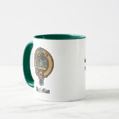 Clan MacLellan-Wappen über altem Tartan Tasse (Vorderseite Links)