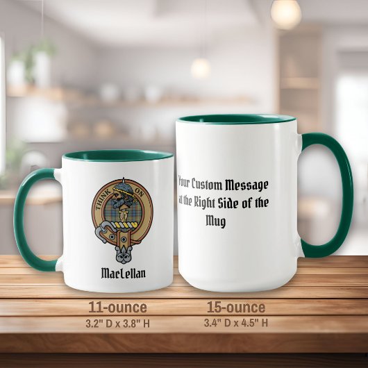 Clan MacLellan-Wappen über altem Tartan Tasse