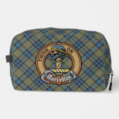 Clan MacLellan Wappen über altem Tartan Waschbeutel (Vorderseite)