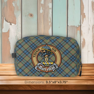 Clan MacLellan Wappen über altem Tartan Waschbeutel