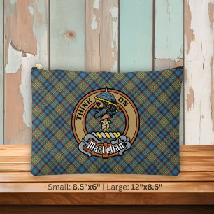 Clan MacLellan Wappen über altem Tartan Zubehörtasche