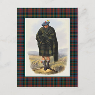 Clan MacLennan Vintage-Illustration Tartan-Rahmen Postkarte