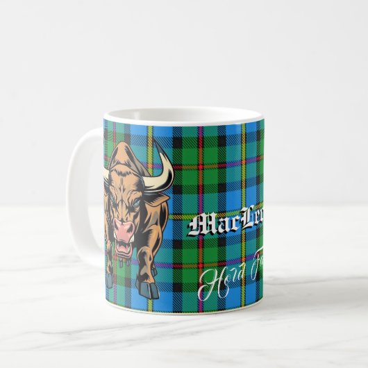 Clan MacLeod Bull Jagd Tartan Motto Kaffeetasse (Vorderseite Links)