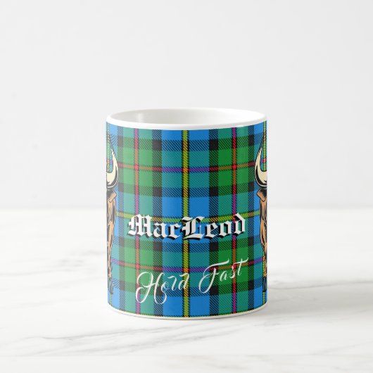 Clan MacLeod Bull Jagd Tartan Motto Kaffeetasse (Mittel)