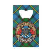 Clan MacLeod Crest over Hunting Tartan Geldbeutel Flaschenöffner (Vorderseite)