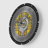Clan MacLeod Crest & Tartan Knot Large Clock Große Wanduhr (Winkel)