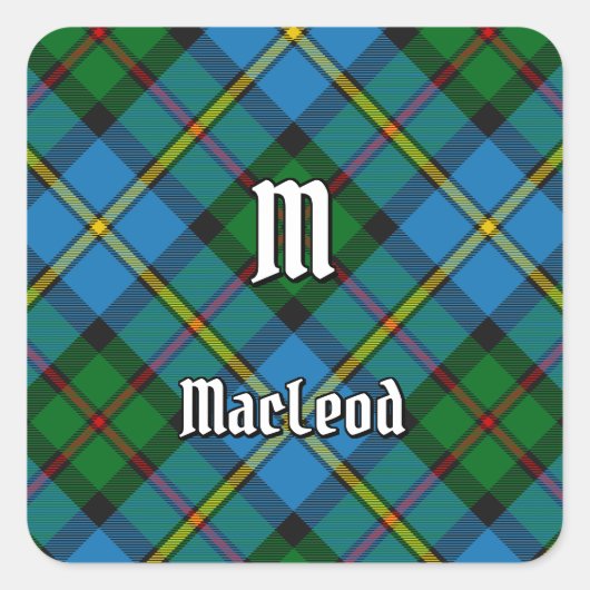 Clan MacLeod Hunting Tartan Quadratischer Aufkleber (Vorderseite)