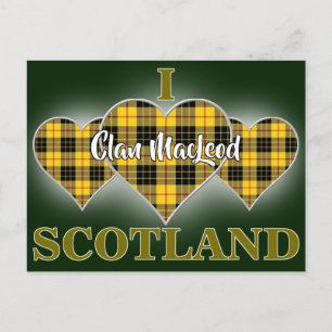 Clan MacLeod of Lewis I Love Scotland Tartan Herz Postkarte