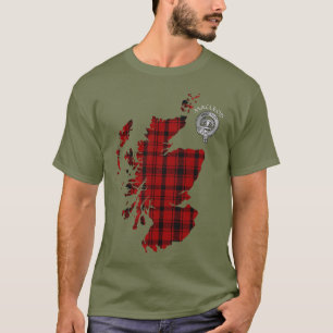 Clan MacLeod Red & Black Tartan Map & Wappen T-Shirt