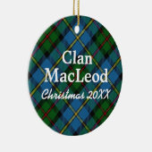 Clan MacLeod Scottish Blue und Green Tartan Keramikornament (Rechts)