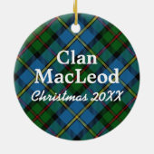 Clan MacLeod Scottish Blue und Green Tartan Keramikornament (Hinten)