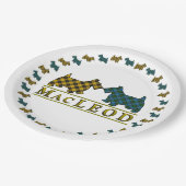 Clan MacLeod Scottish Tartan Scottie Dogs Pappteller (Schrägansicht)