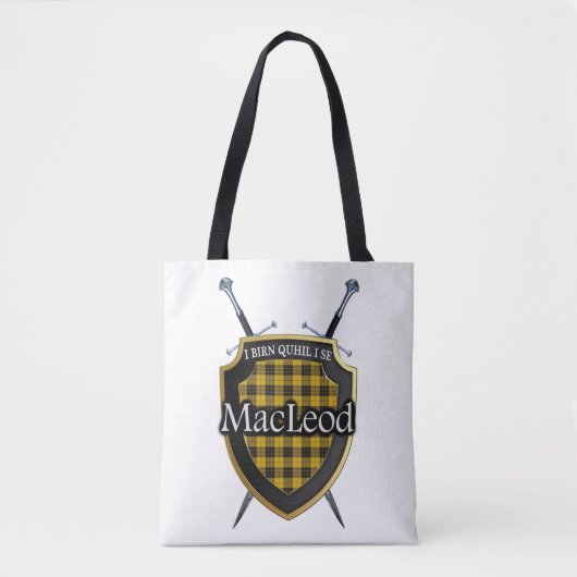 Clan MacLeod Shield und Schwerter Tartan Kariert Tasche (Vorderseite)