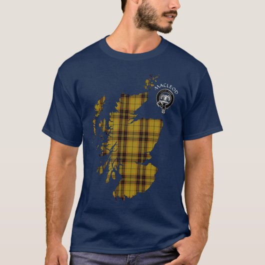 Clan MacLeod 'Snuffbox' Tartan Karte & Wappen T - T-Shirt (Vorderseite)