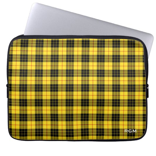 Clan MacLeod Tartan Karierte Monogramm Gelb und Sc Laptopschutzhülle (Vorderseite)
