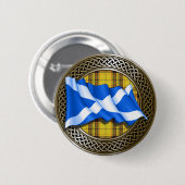 Clan MacLeod Tartan Knot & Flag Button (Vorne & Hinten)