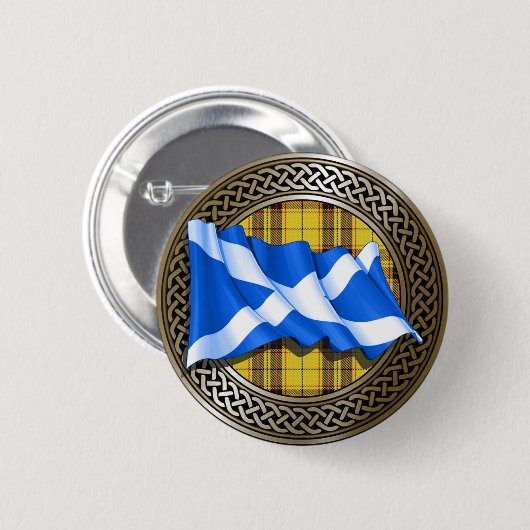 Clan MacLeod Tartan Knot & Flag Button (Vorne & Hinten)