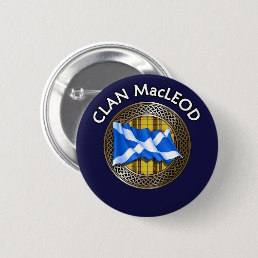 Clan MacLeod Tartan Knot & Flag Button (Vorne & Hinten)