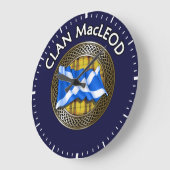 Clan MacLeod Tartan Knot & Flag Große Wanduhr (Winkel)